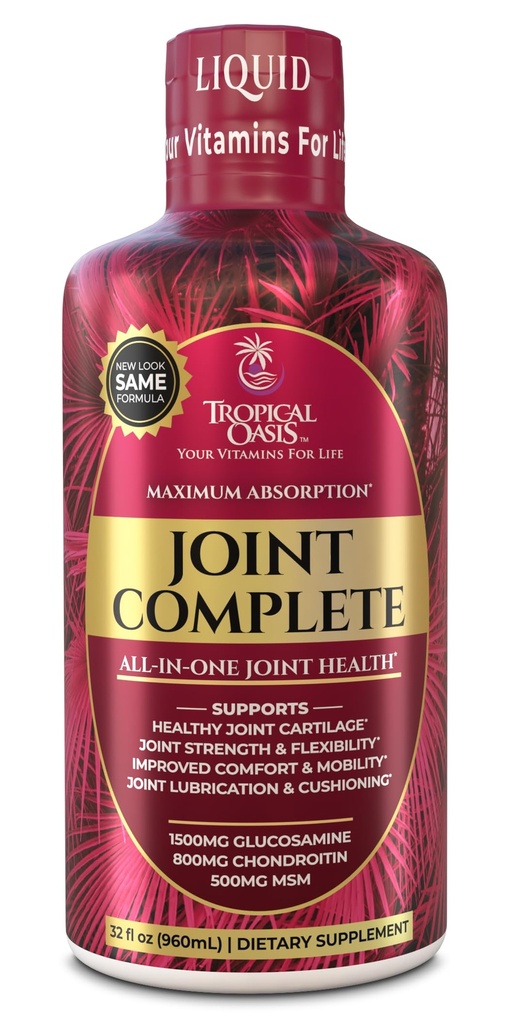 Complete Premium-Liquid Joint Supplement w / Glucosamine, Chondroitin, MSM, Hyaluronic Acid - for Bone, Joint Health - 96% Max Absorption- 32oz, 32 serv