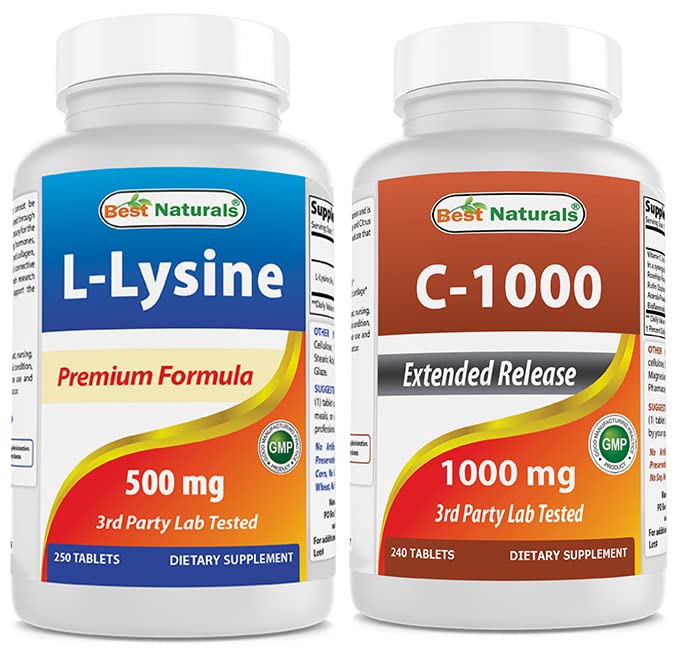 Terbaik: L- Lysine 500 mg & Vitamin C 1000 mg