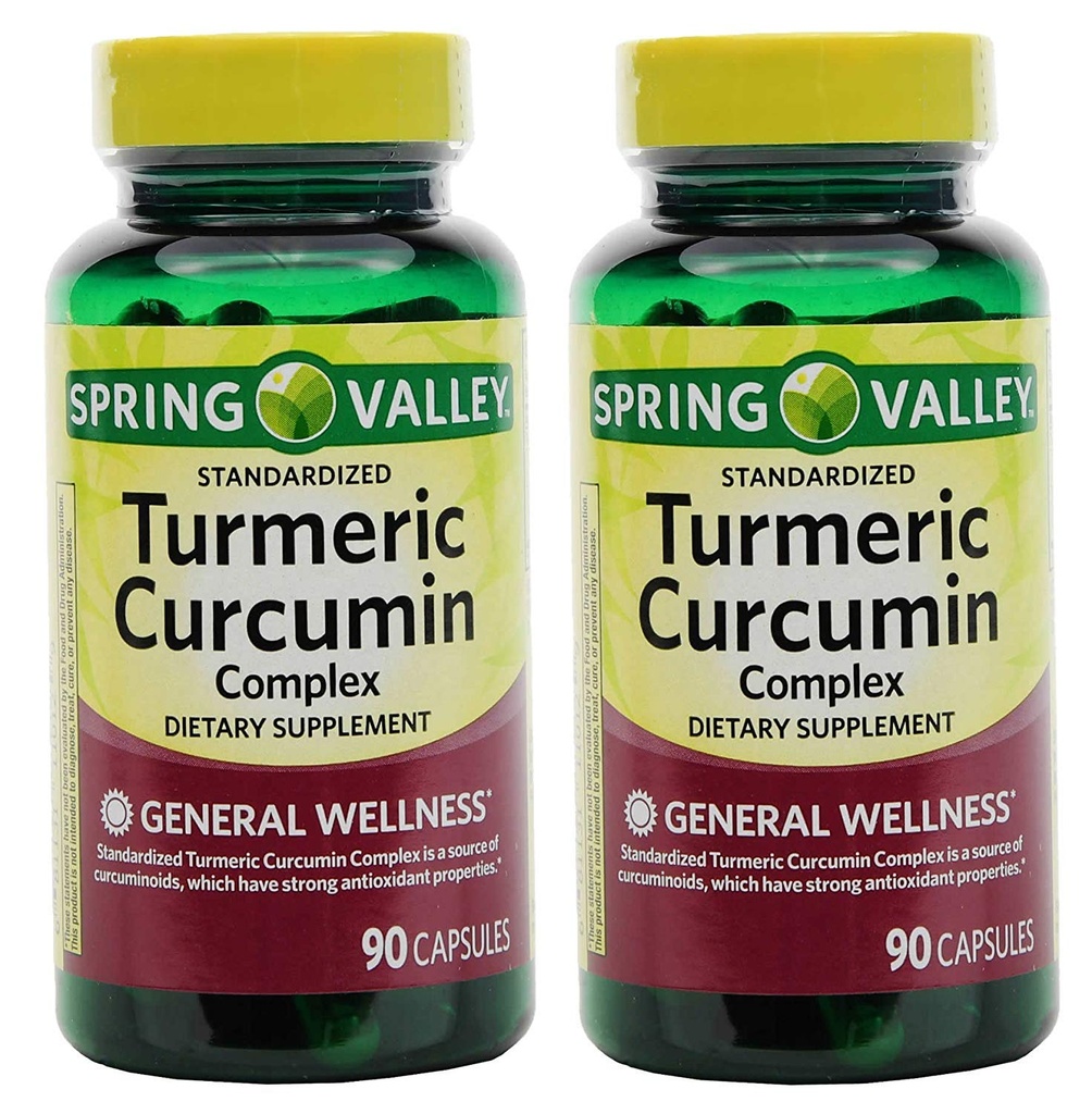 Spring Valley Stndr Turmeric Curcumin Kompleks Dieter Kapsul, 500 mg, 90 Count Bottle, 2 Pack
