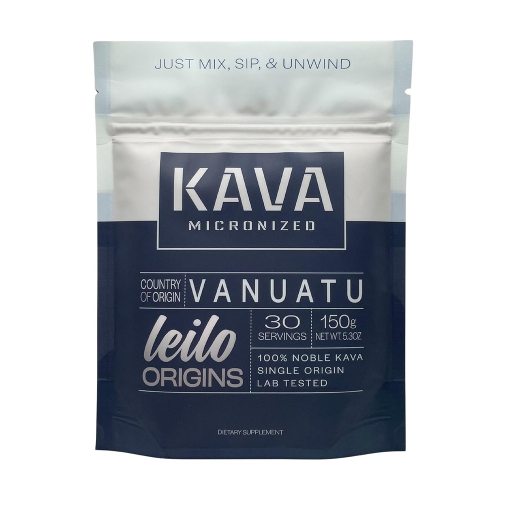 Leilo Instant Mix Micronized Kava powder 124; dari Vanuatu 124; Just Mix & Serve untuk Dukungan Relaksasi Stres dan Programs (150 Grams 124; 30)