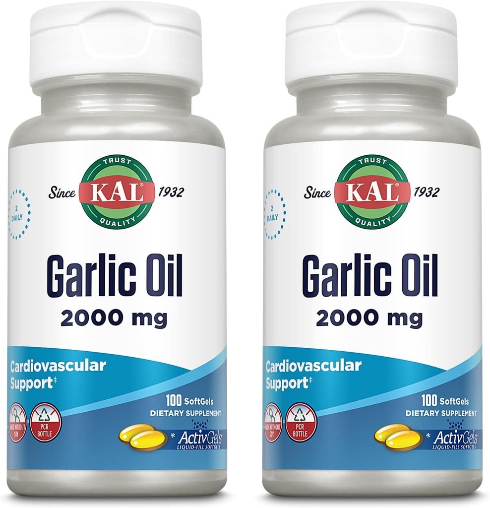 KAL Oil Bawang putih 2000 Softgels, 100 Count 124; Paket 2