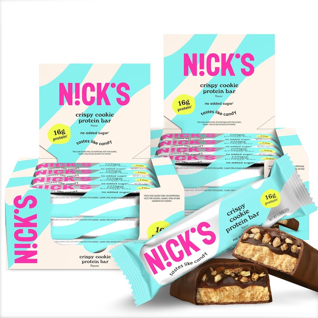 Protein Bars Krispi Cookie Nick 124; 16g protein 124; 210 kalori 24; rendah Carb Keto Friendly Snacks No Sugar ditambahkan (Multipack 24 bar x 50g)