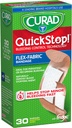 CURAD QuickStop Bleeding Control Flexible Fabric Bandages, Asported Sizes, 30 Count