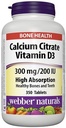 Webber Calcium Citrate Vitamin D3, 300mg / 200LU Absorpsi Tinggi, 350 Tablet