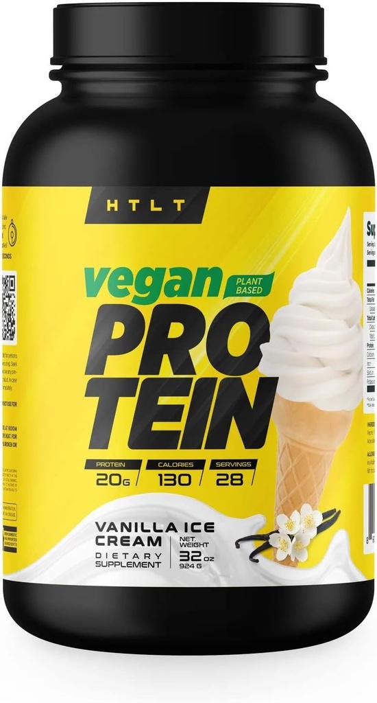 Vegan Protein oleh HTLT 124; Tanaman berbasis Protein Powder 124; Pea & Rice Protein Powder Blast 124; untuk Tinggi-Protein Shakes dan Treats Baked, (Vanilla Ice Cream)