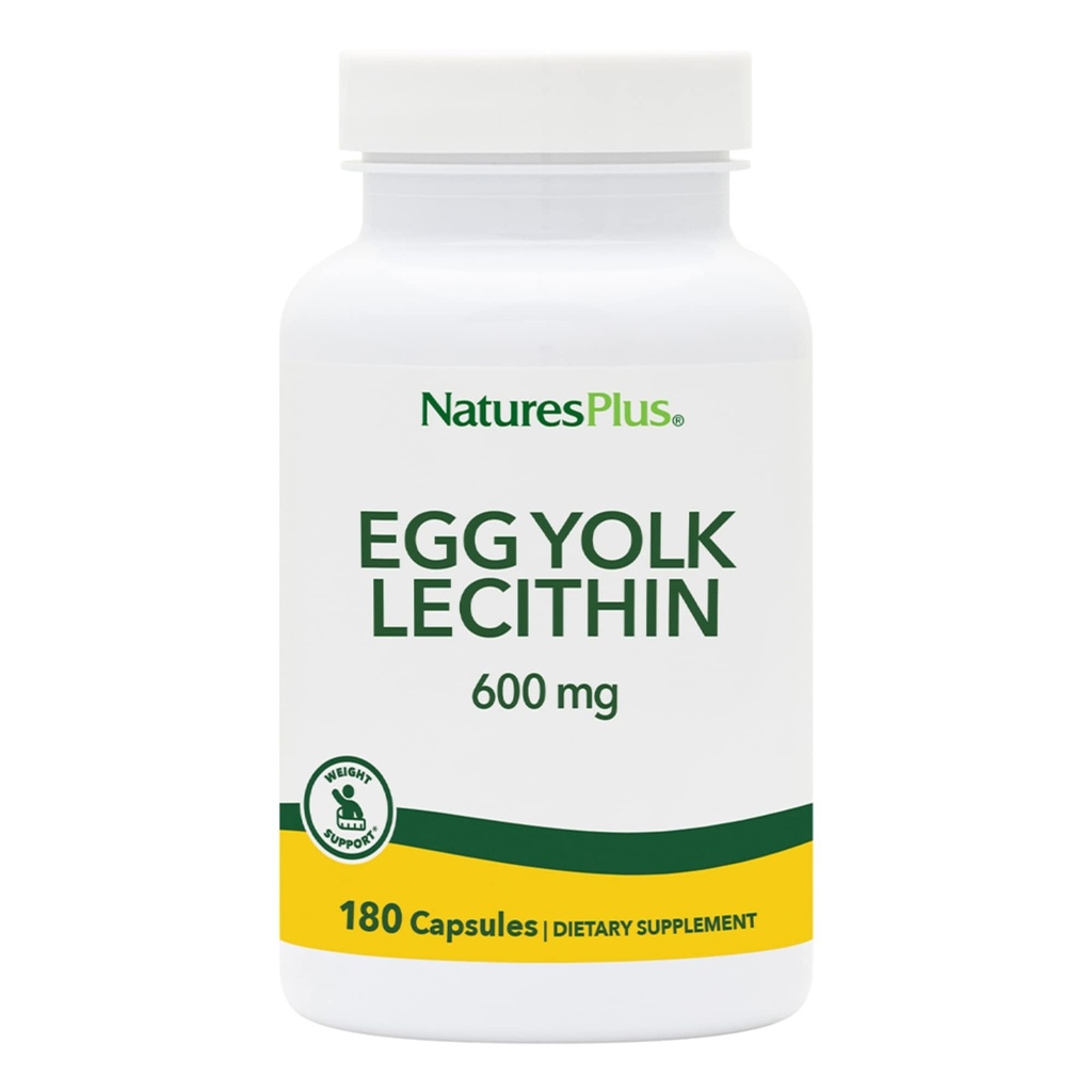 NaturresPlus Egg Yolk Lecipin - 600 mg, 180 Capsules - Bebas Soy, Gluten Bebas - 90 pelayan