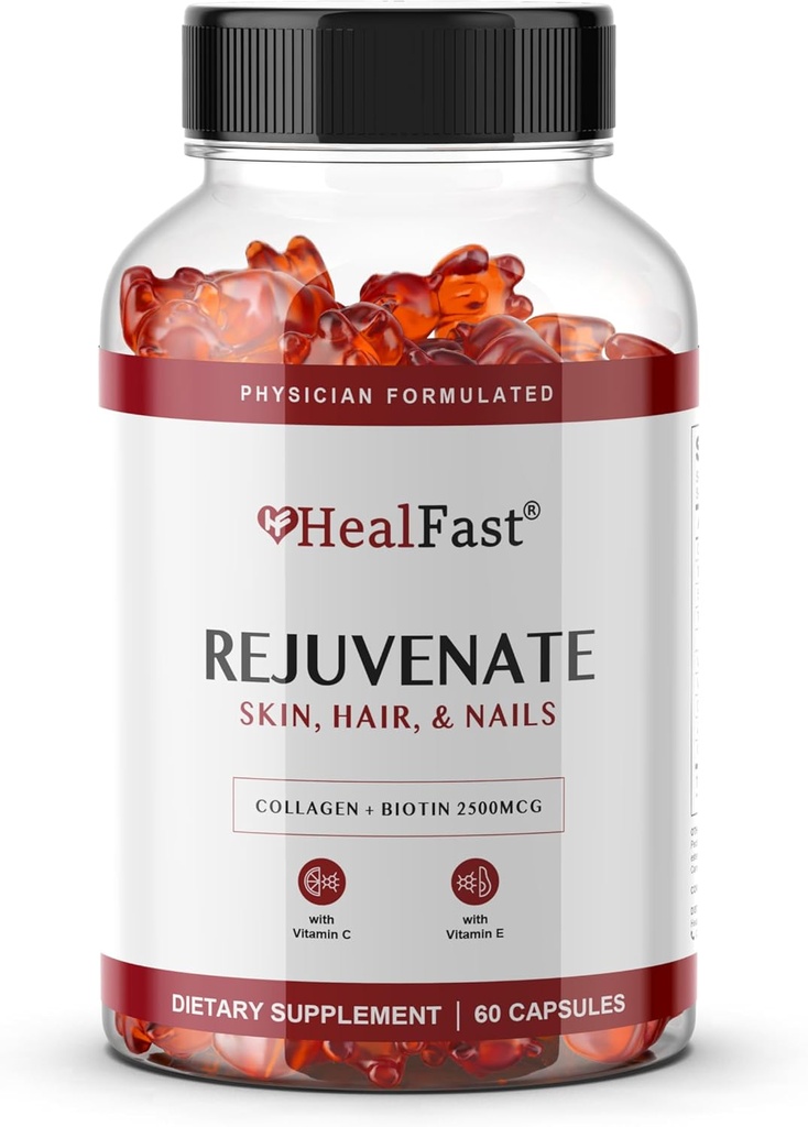 HealFast Remate Vitamin and Mineral Gummy Supplement - Collagen Gummies + Vitamin, Biotin, dan Zinc - Anti Aging Beauty & Skin Suppplemen - Studied & Physician Formulated - 60 Count