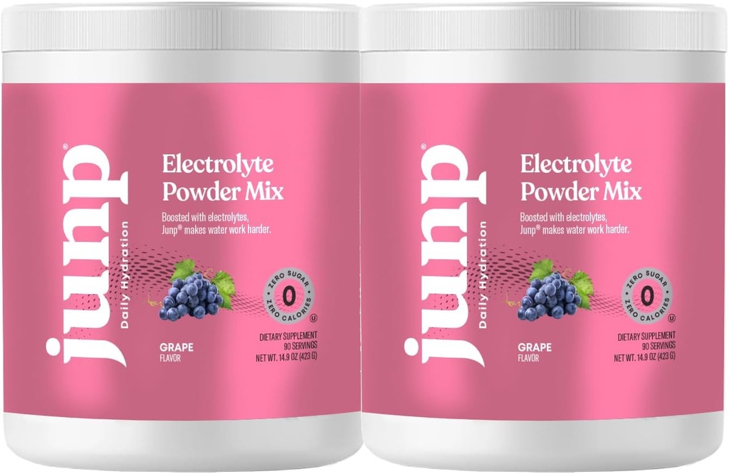 JUNP Electrolytes Powder No Sugar No Carbs - Vine Risined Grape Infused Drink - Potasium & Salt Electrolite Hydration Powder Nol Calorie Sugar Free Electrolite Powder, 180 Servings