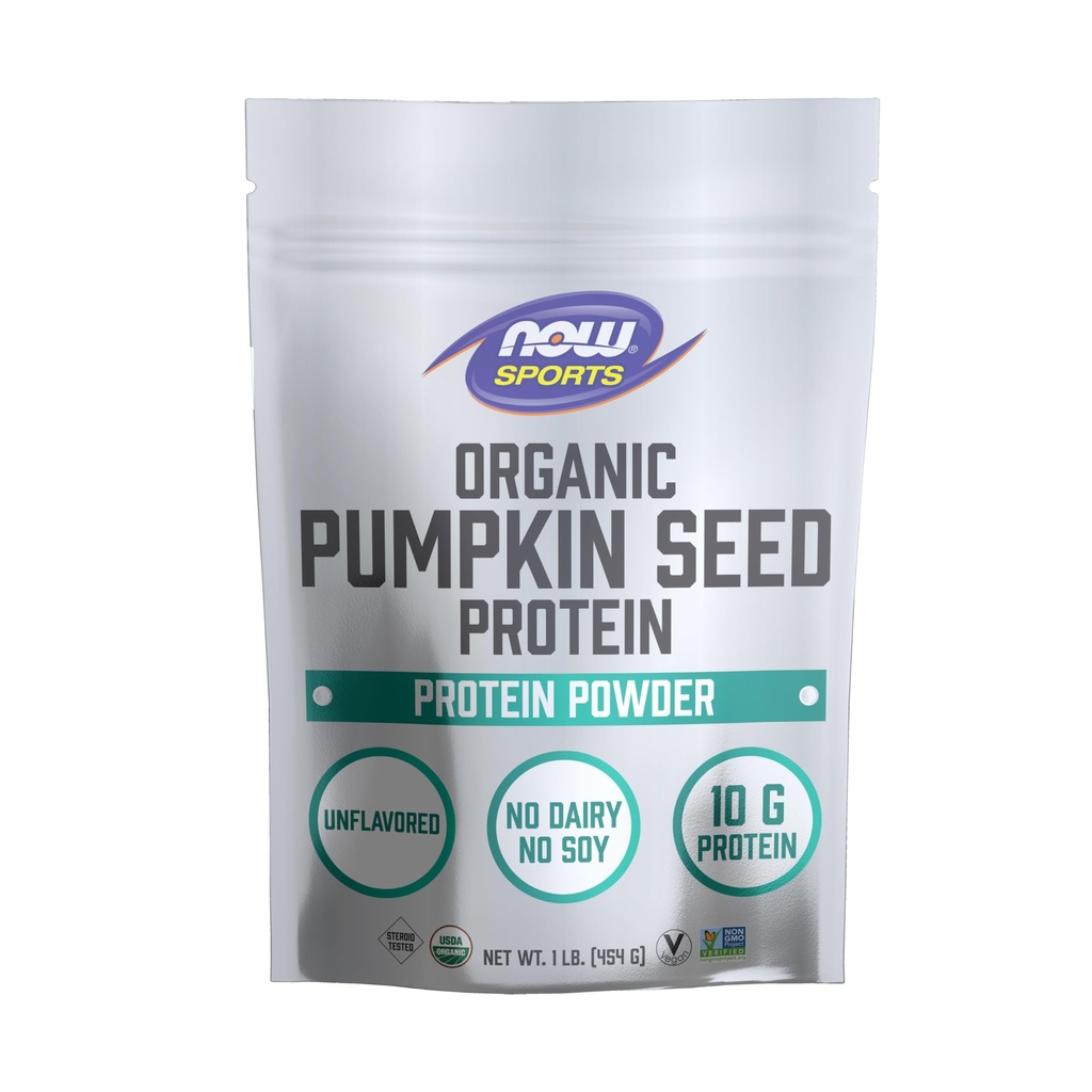 NOW Foods Sports Nutrition, Organic Labu Protein Powder Dengan 10g Protein, Disahkan Non-GMO, Unflafeted, 1 Pound