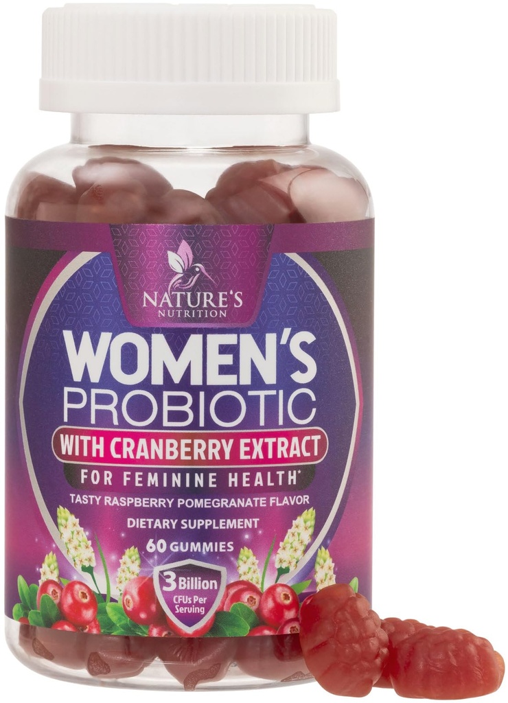 Progres for Women Gummies with Cranberry - 6 Premium Strain for PH Saldo, Digetical Health, Vaginal & Imune Dukung, 3 Milyar CFU, Women Probiotic Gummy for Feminine Health - 60 Gummies