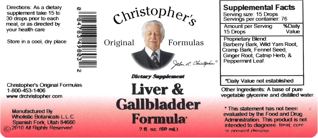 Christopher 's Original Formulas Liver & Gallkandung Formula, Herbal Suplemen untuk Detox & Digetical Dukungan, 2 fl oz