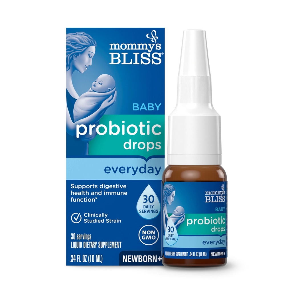 Bayi Probiotik Kebahagiaan Ibu, Gas Harian, Sembelit, dan Simblem Kolic Relief + Imune Dukungan, Newborns & Naik, 0.34 Fl Oz (30 Hamba)