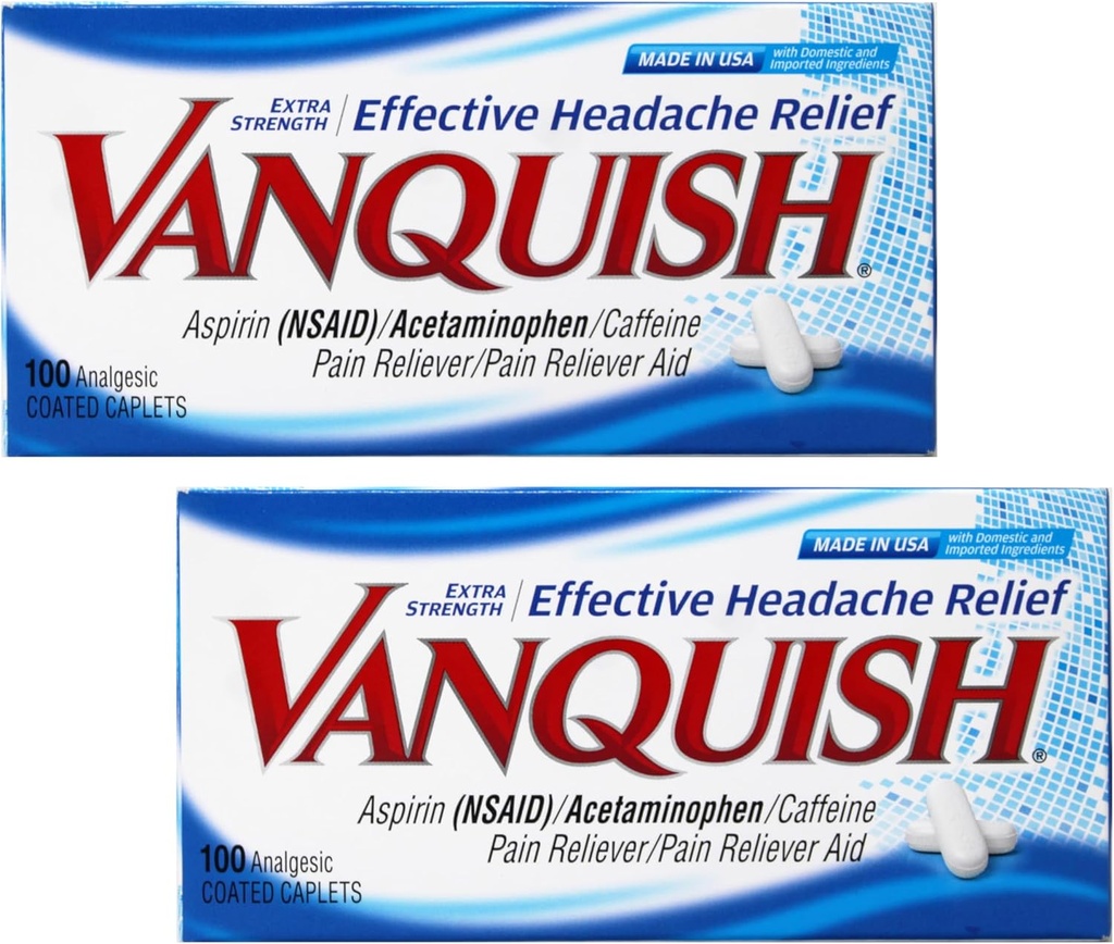 Vanwease Ekstra Heartache and Pain Relief, dengan Acetaminopren, Aspirin, dan Caffeine 124; Digital Eye Strain 124; 100 Count, Paket 2