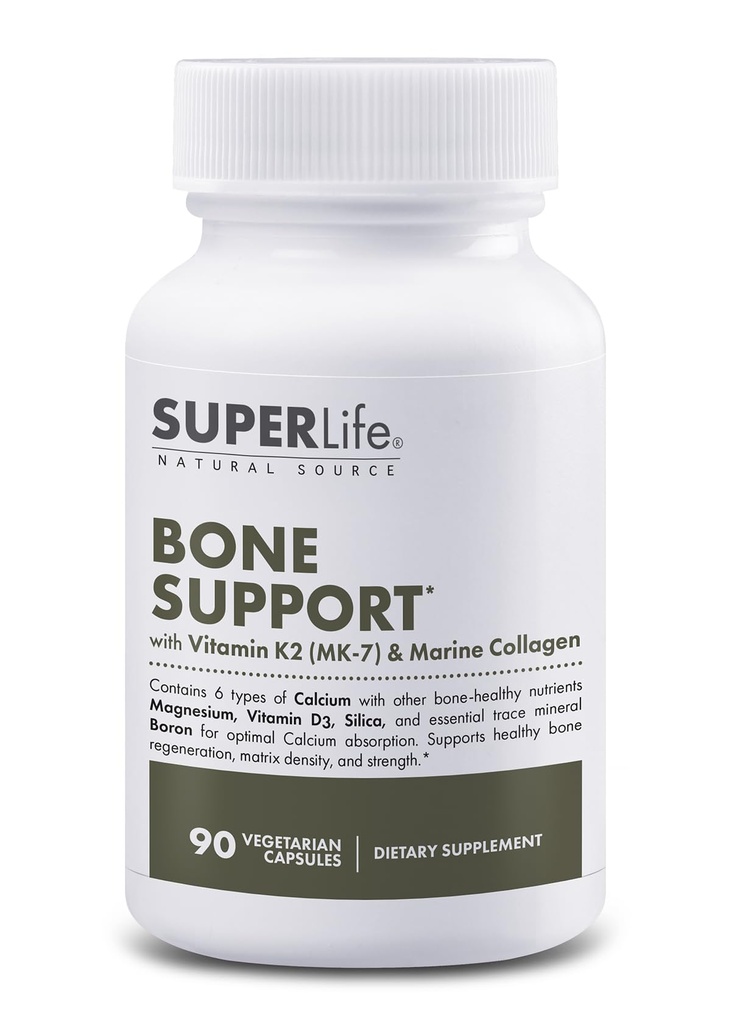 Dukungan Bone dengan Calcium, Vitamin D3 & K2 (MK-7), Magnesium, Marine Collagen & Sea Trace MinirMiner4; Pasokan Density Bone & Kekuatan, Imporers Absorpsi Mineral - 90 Kapsul