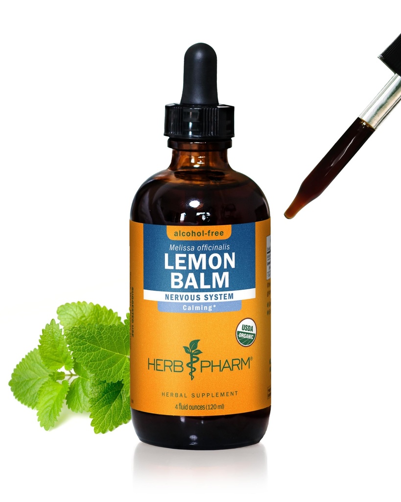 Herb Pharm Certified Organic Lemon Liquid Extract for Calming Nervous System Due Glycerite, 4 Ounce