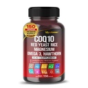 Coenzim Q10 (Ubiquinone) Red Yeast Rice Hawthorn Omega 3 Vitamin C Niacin Zinc Vitamin K2- 150 Capsules