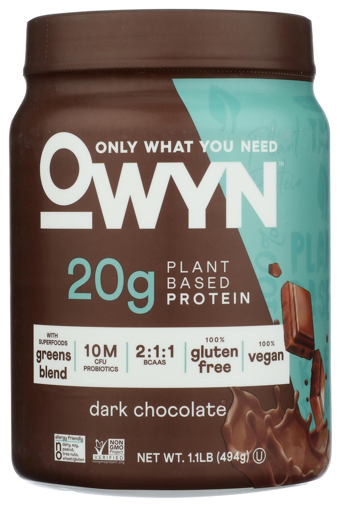 OWYN Only What You Need Plant - Based Protein Powder, Dark Chocolate, 1.17 Ibs