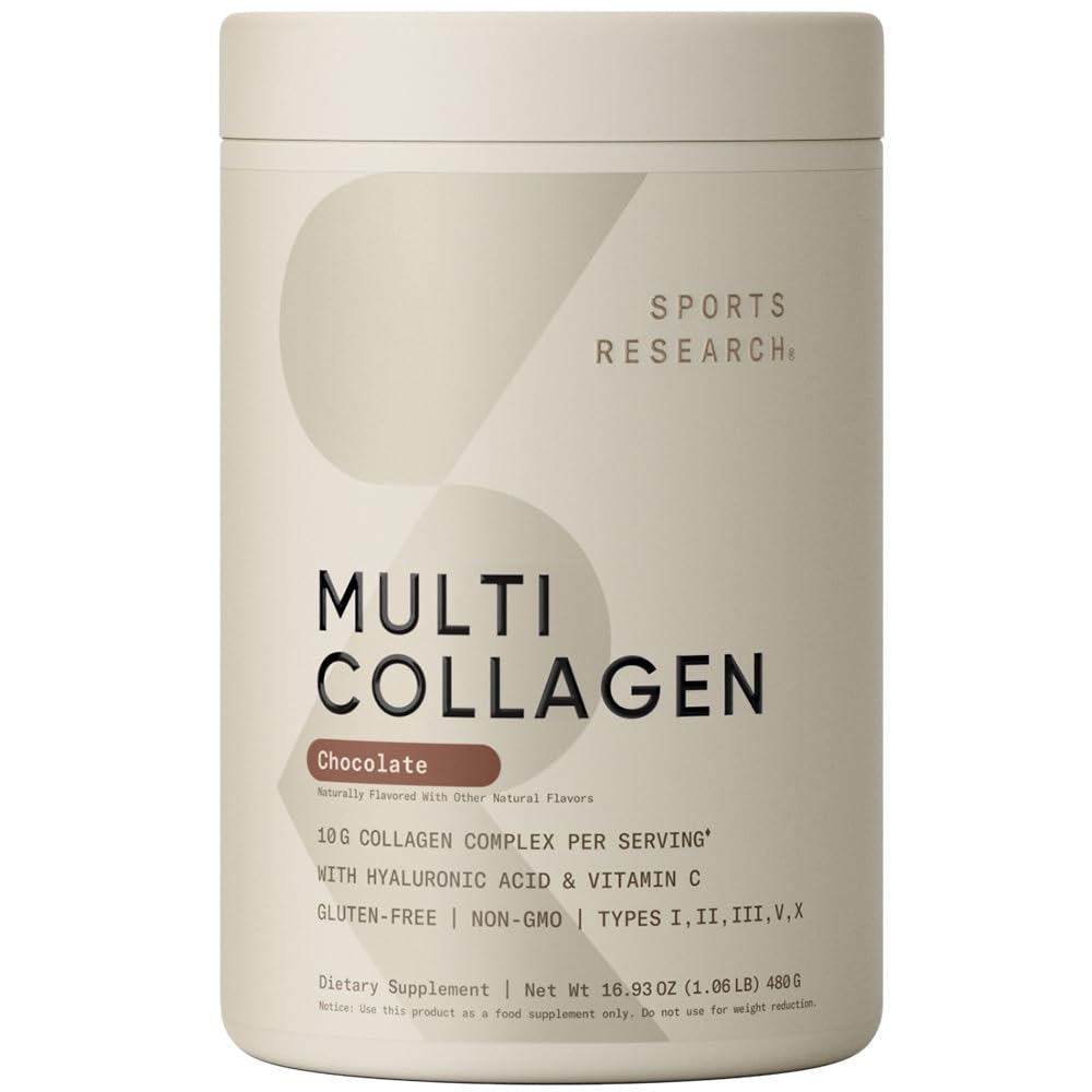 Penelitian Olahraga Multi Collagen Protein Powder (Tipe I, II, III, V, X) dengan Acid Hyaluronic + Vitamin C 124; 5 Types of Food Based Collagen, 30 Servings (Coklat)