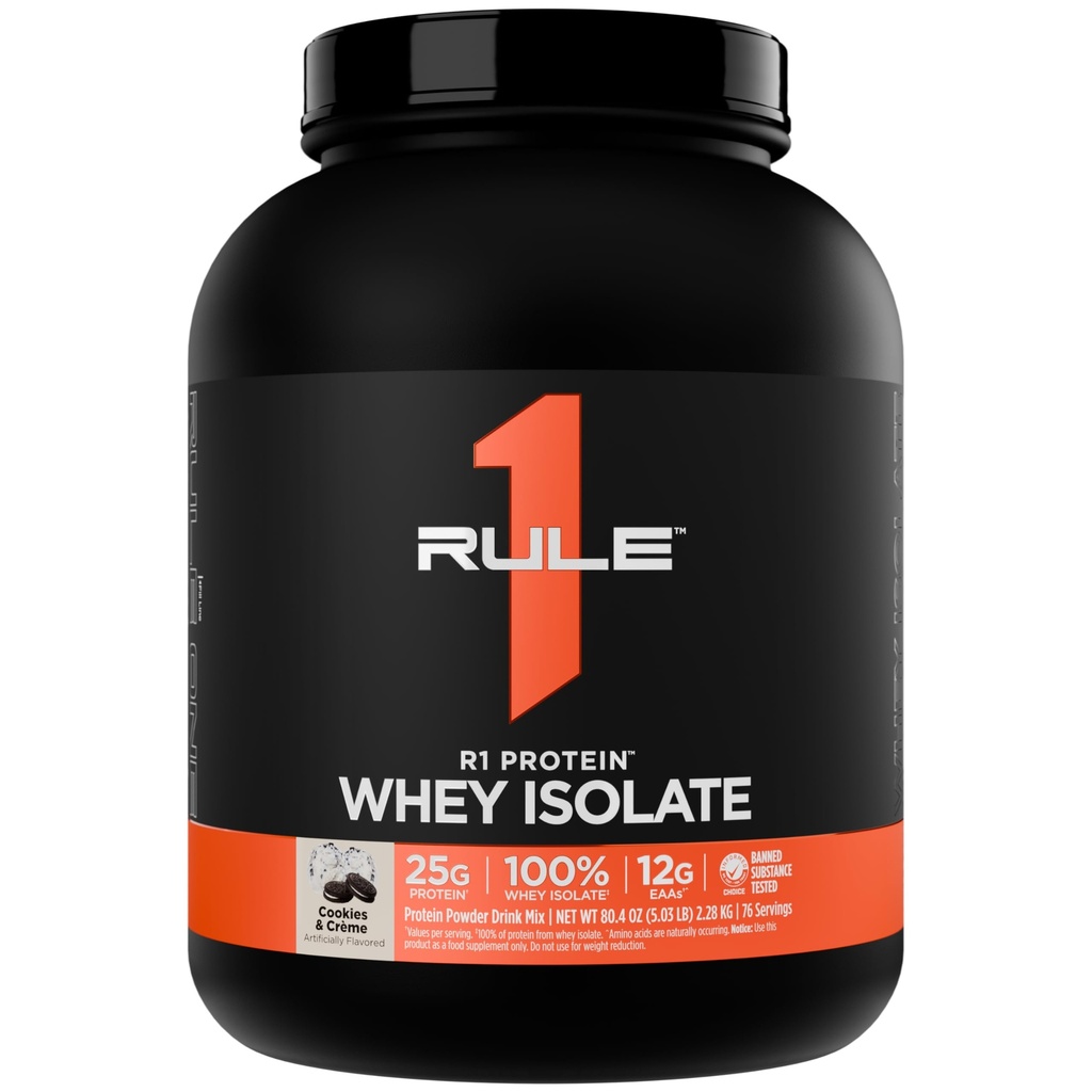 Aturan 1 R1 Protein Whiy Isolate - dengan 25g Protein & 6g BCAA Exclusive dari Isolated & Hydrolyzed Sumber untuk Pemulihan Kerja (5 Pounds *, Cookies & Crème)