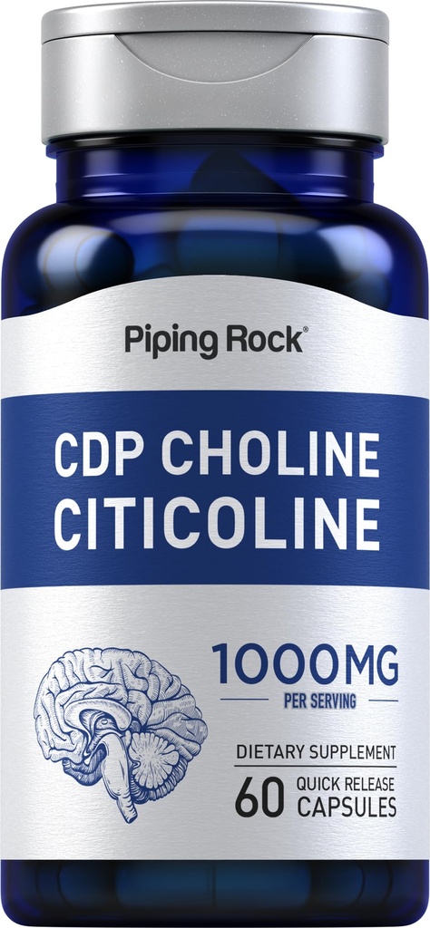 Piping Rock CDP Choline 1000mg 124; 60 Quick Rilis Capsules 124; untuk Men and Women 124; Non-GMO, Gluten Free Dietary Supplemen