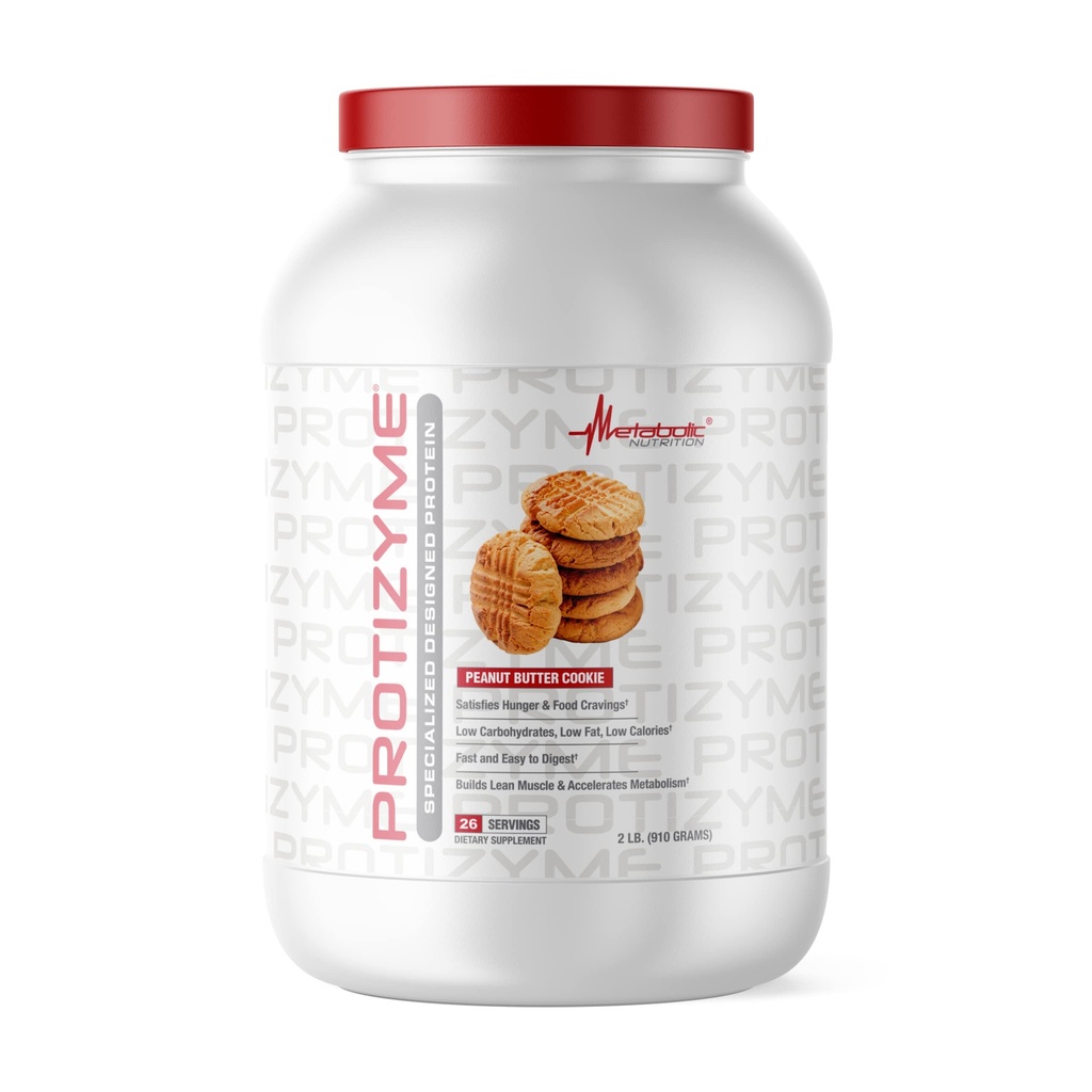 Nuklir Metabolik, Protizyme, 100% Powder Whey Protein Tinggi, Protein Tinggi, Karb Rendah, Lemak Rendah dengan Enzymes Digevila, 24 Essizin Vitamin dan Mineral, Peanut Butter Cookie, 2 Pound