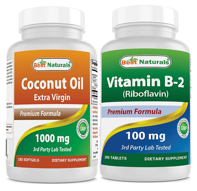 Terbaik Koconut Minyak 1000 mg & Vitamin B2 (Riboflavin) 100 mg