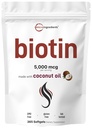 Mikro Ingrediens Biotin 50000mcg 124; 365 Virgin Coconut Oil Softgels, Fast Rilis, Satu Tahun Supply 124; Pasokan Rambut sehat, Skin, & Nails 124; Non-GMO, No Gluten
