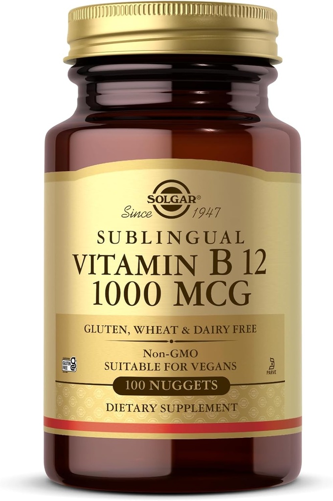 Solgar Sublingual Vitamin B12 1000 mcg - 100 Nuggets - Non- GMO, Vegan, Gluten Free, Dairy Free, Kosher, Halal - 100 pelayan