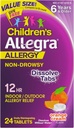 Allegra Children 's 12-Hour Relief HCI Dissoling Tablet, Non- Drowsy Indoor and Outdoor Allergy Medicine, 30 mg Fexenadine Antihistamin untuk Kids, Orange Cream Flavor, 24- Count