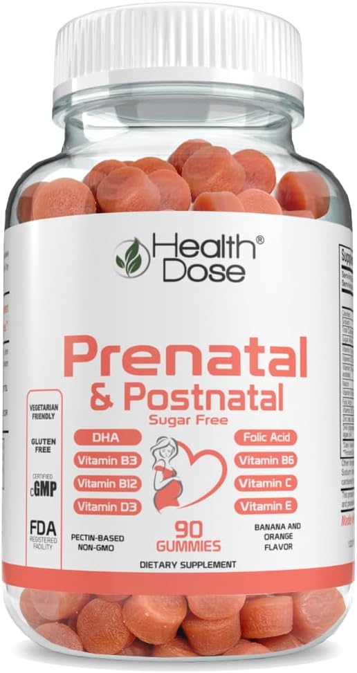 Kesehatan Dose Prenatal / Suplemen Kompleks Posnatal. Vitamin B6, B12, C, Zinc. 90Ct