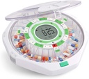 Live Fine 28-Day Otomatis Pill Dispenser Frosted Lid dengan Upgraded LCD Tampilan dan Key Lock, Suara & Light untuk Prescriptions, Medication, Vitamin, Suplemen & More