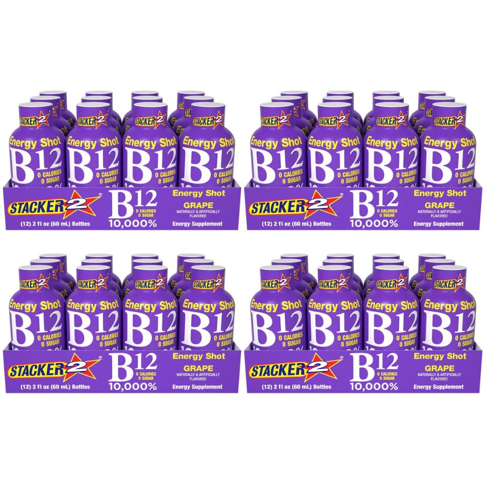 Stacker 2 Grape B12 Energy Shot, 2oz (Paket 48)