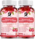 (2 Kemasan) 600 Mg Magnesium Glycinate Gummies, Magnesium Suplemen Magnesium Malate, Magnesium Citrate & Potorium, Support Malam & Gabungan, Boost Energi, Vegan & 0- Sugar, Raspberry 120 Count
