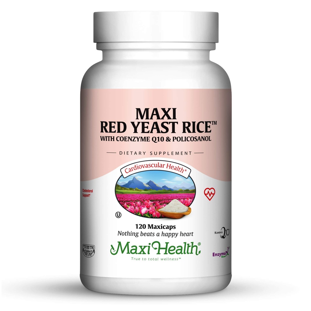 Maxi Health Kosher Maxi Red Yeast Rice dengan Coenzim Q10 & Policosanol (Cacah 120 rasa (Paket 1)))