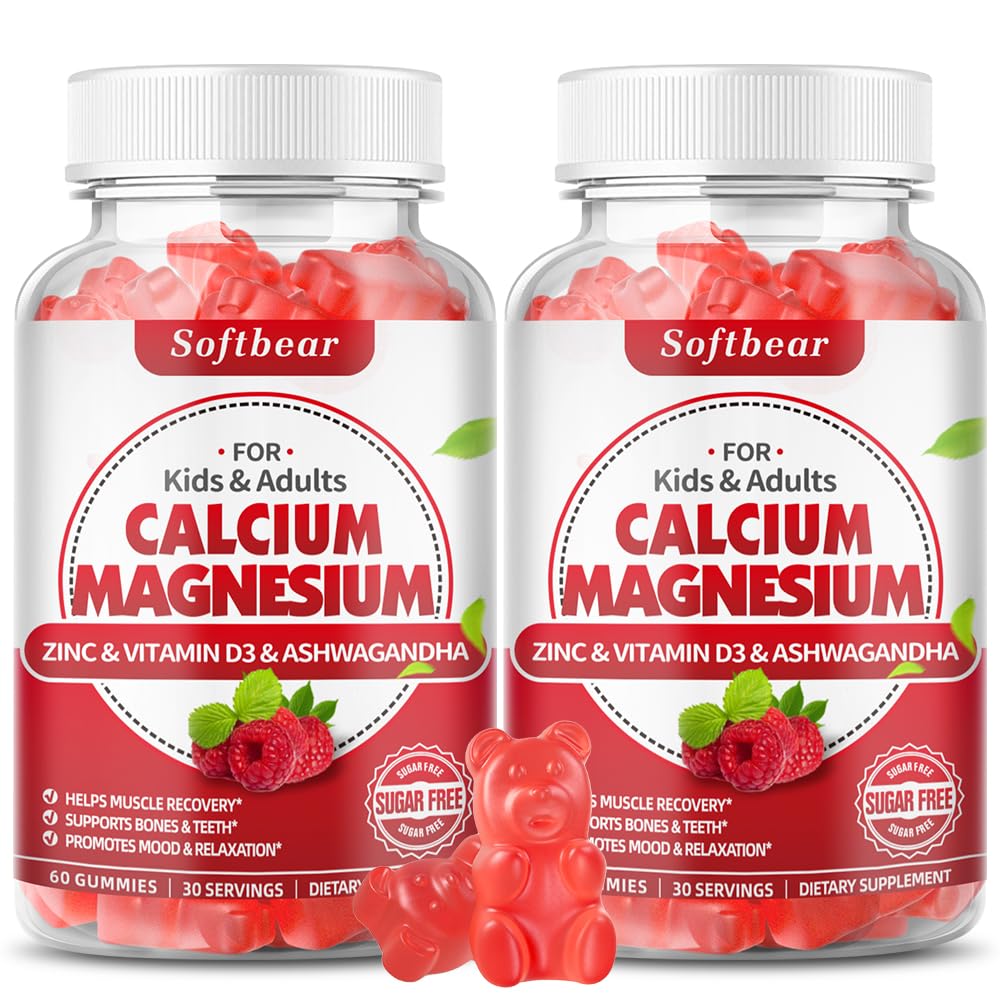 Calcium Magnesium Zinc Kimmies for Adult & Kids, Suagr- Free Calcium Magnesium Zinc D3 Suplemen untuk Kekuatan Tulang & Imune Kesehatan, Raspberry Flavor 120 Count