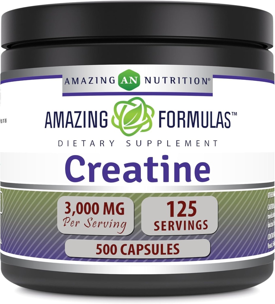 Luar biasa Formulas Creatine 3000 Mg Amino Acid Suplement (1 Pack 124; Non-GMO 124; Gluten- Free 124; Made in USA (1 Pack 124; 500 Count)