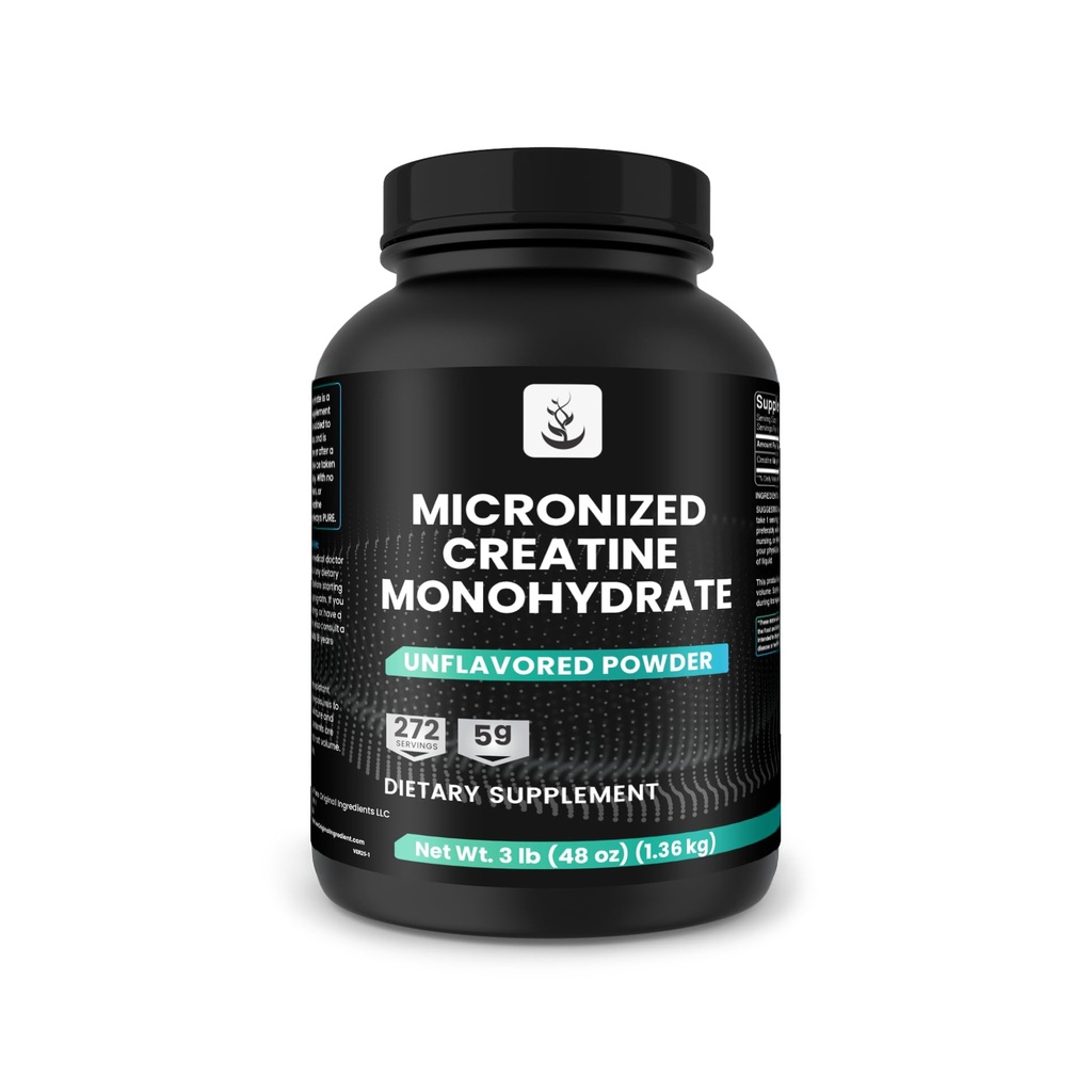 PURE ORIGINAL INGREDIENTS Micronized Creatine Monohydrate, 270 Servings, No Fillers, Unflafeted