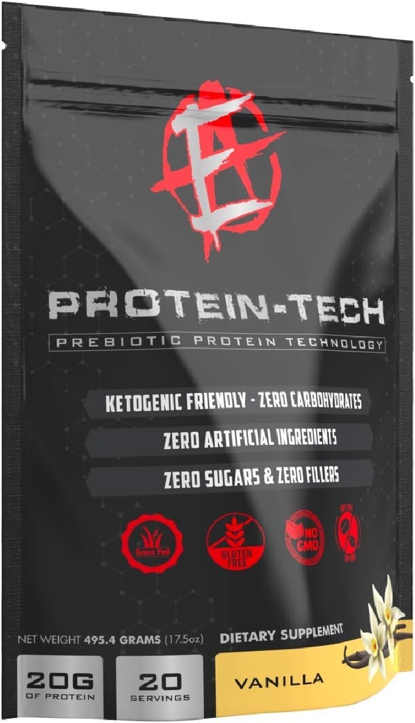 Enhanced Labs - Protein Tech - Smart Collagen Protein Powder for Men & Women - Keto Friendly, Fat, Dairy, Carb & Sugar Free Protein Suplemen (20 Pelayan) (Vanilla)