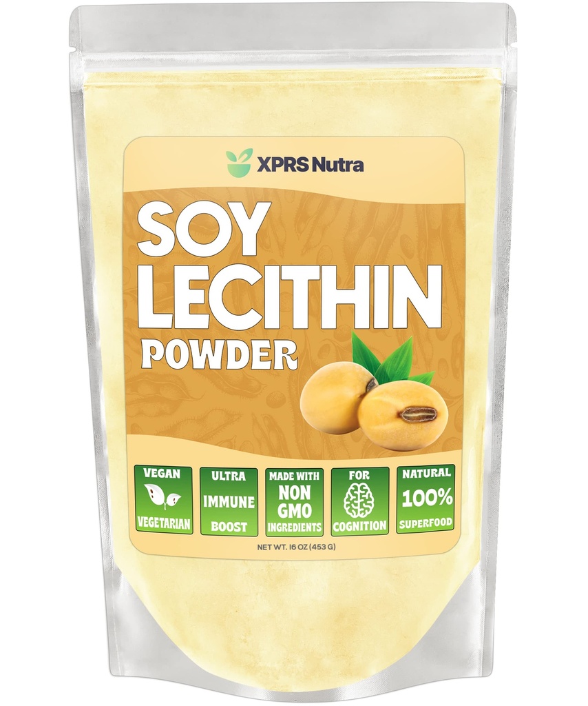 XPRS Nutra Leethin Powder Pangan Gemuk Emulsifier - Tersedia untuk Memasak, Baking dan Lebih - Vegan Friendly Leethin Leeder Memasak Bantuan (16 Ounce)