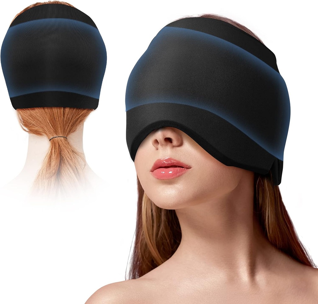 Migraine Ice Head Crap Headache Relief Hat for Migraine with Cold & Hot Therapy Flexible Ice Head Wrap for Puffy Eyes Cold Compress Headache Cap for Tension Sinus & Stress
