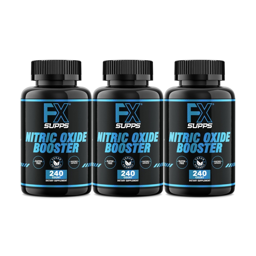 FXSUPPS Nitric Oxide Booster - Nitric Oxide Pre Workout Suplement with L-Arginine and Beta Alanine for Energy, Vasculity, Pulcle Pompa, Heart Health, and Blood Flow, 240 Count (3- Pack)
