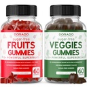Fruit and Vegies Suplement (120 Gummies) - Premium Sugar- Free Superfood Super Green & Fruit Gummies for Dewasa - Dukungan kekebalan untuk Pria & Perempuan - Non GMO, Vegan Aman & Dibuat di Amerika Serikat