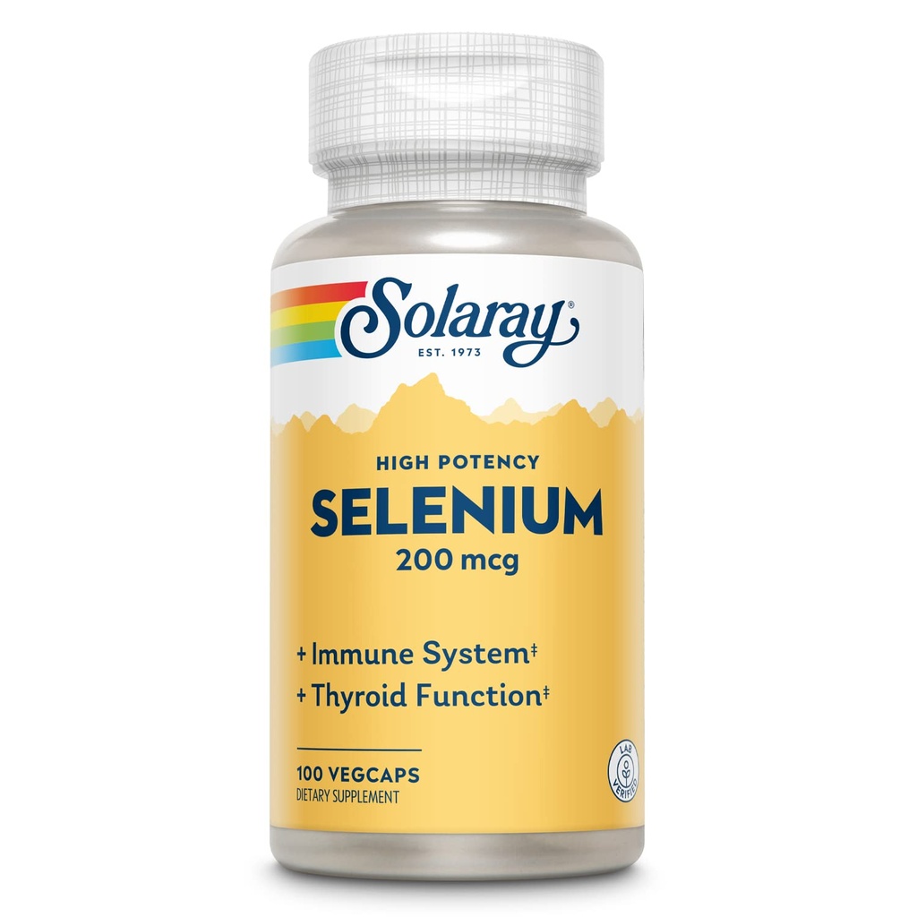 Solaray Selenium, Potensi Tinggi, Sistem Kebal Sehat, Fungsi Tiroid & Dukungan Antioksidan, 100 VexCaps