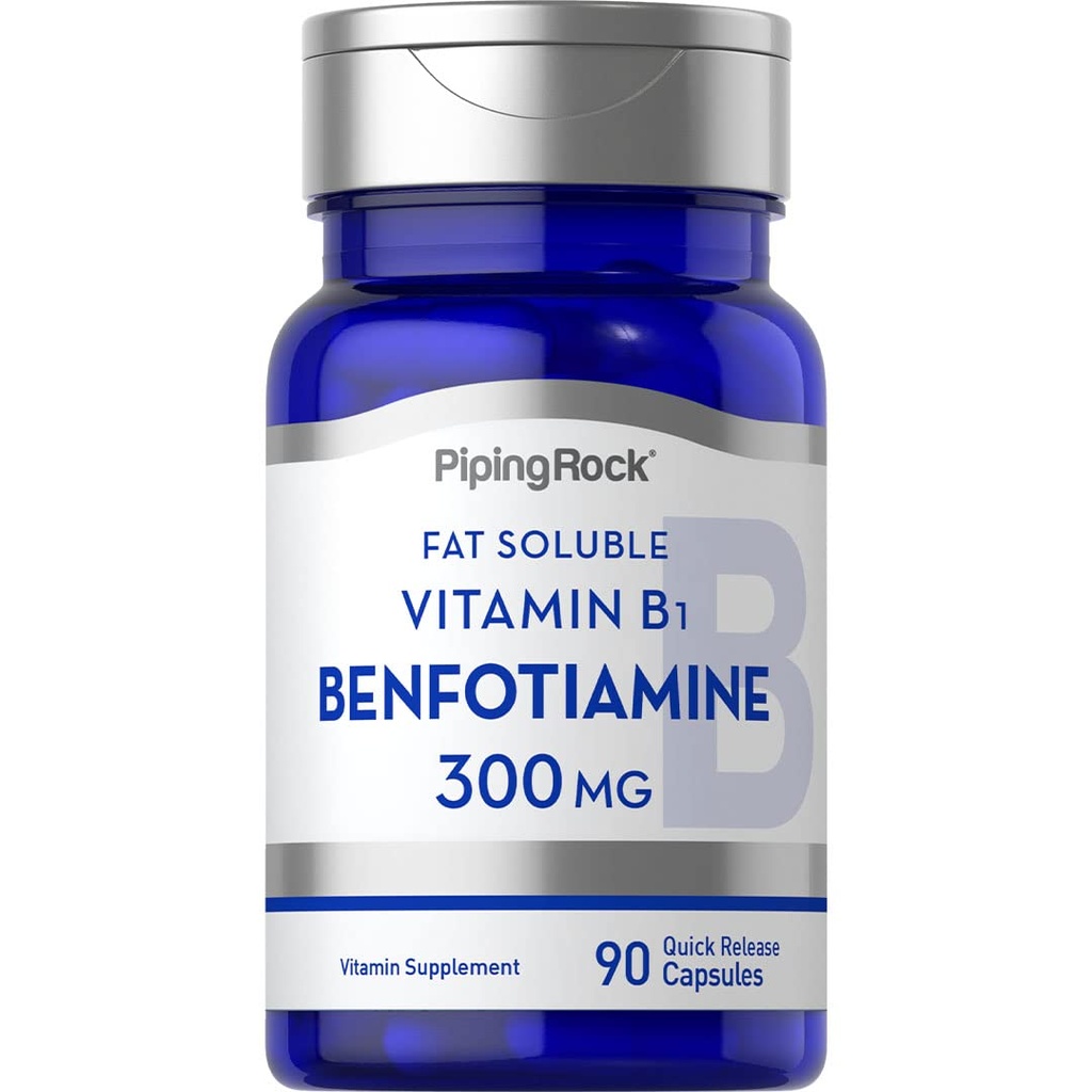 Piping Rock Benfotiamine 300mg 124; 90 Capsules 124; Fat Soluble Vitamin B1 14; Non-GMO, Gluten Free Suplemen