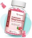Hambatan Tinggi Kalsium Gummies, Sugar Free Kalsium Magnesium Gummies dengan Vitamin D3 untuk Pria dan Wanita, Peach Flavored 60 Cts