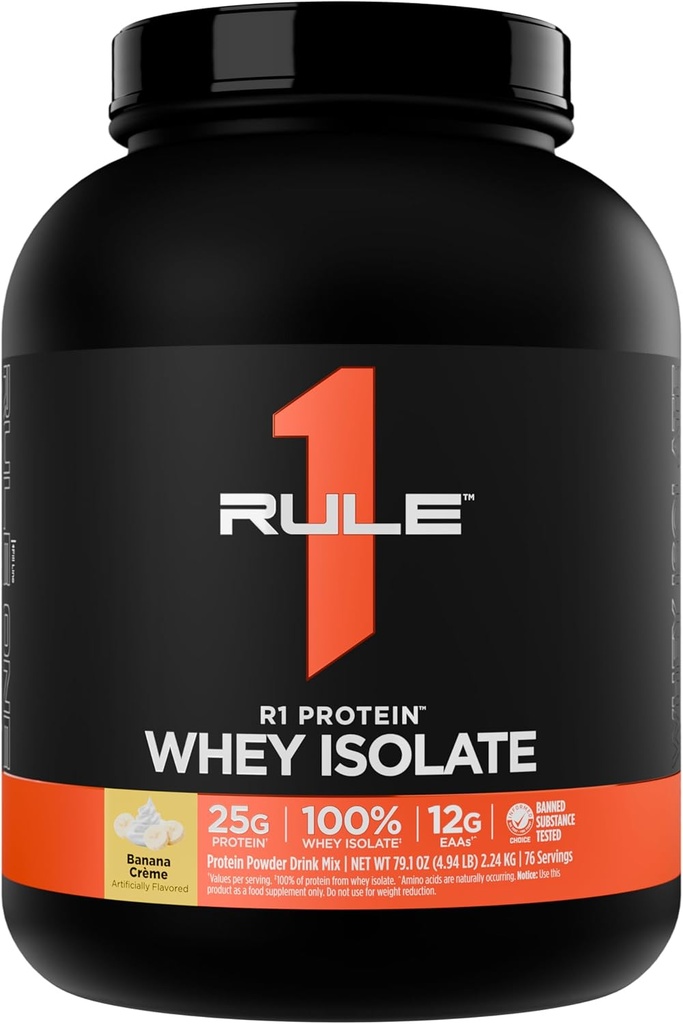 Aturan 1 R1 Protein Whiy Isolate - dengan 25g Protein & 6g BCAA Exclusive dari Isolated & Hydrolyzed Sumber untuk Pemulihan Kerja (5 Pounds *, Banana Crème)