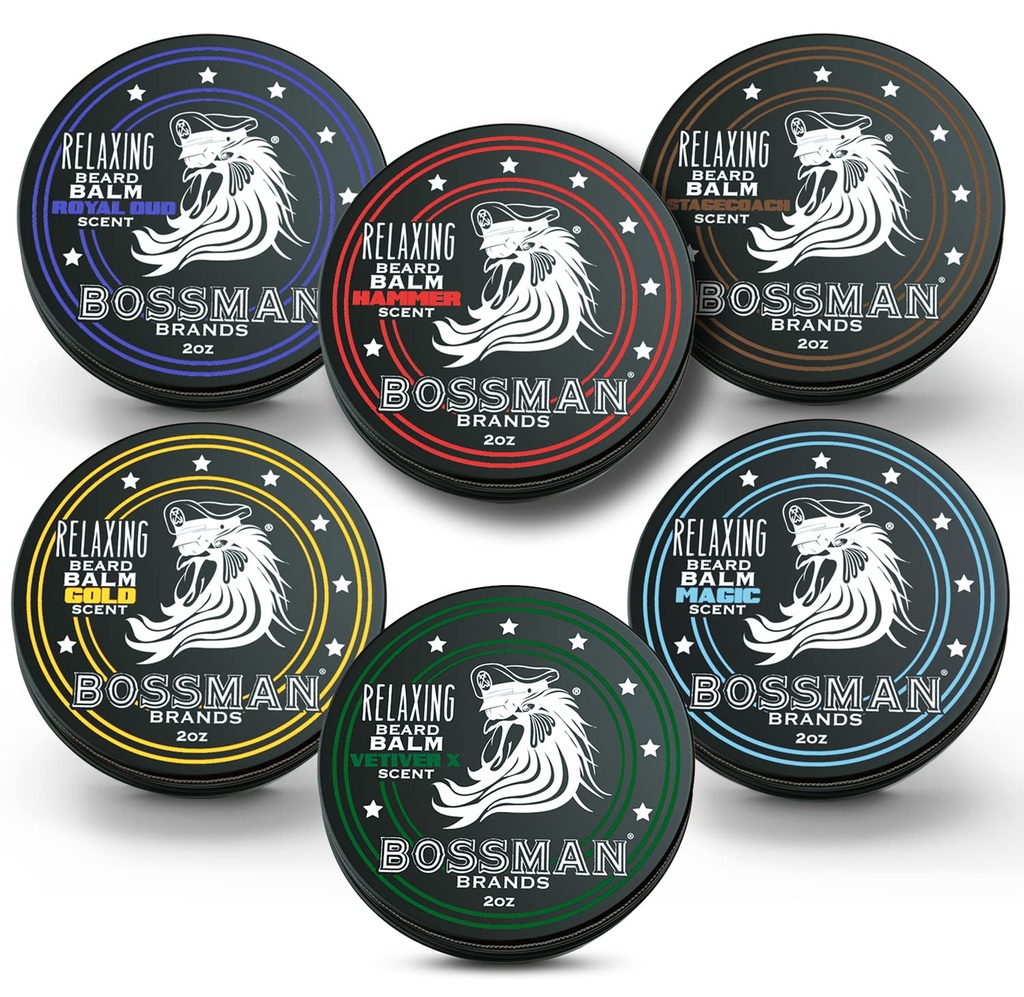 Bossman Beard Bald Variety Pack - Beard Grooming, Growth and Care Kit - Softener dan Moisturizer - All 6 Scents