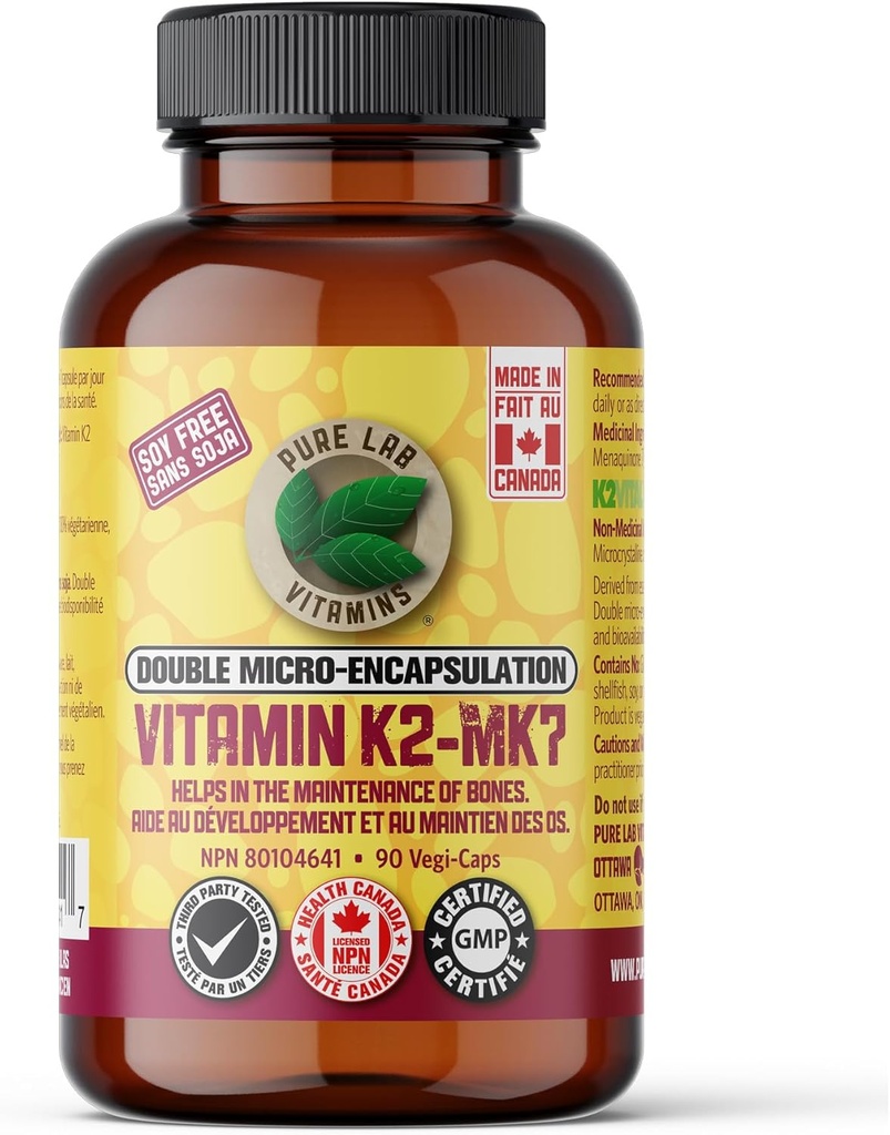 Lab murni Vitamin Vitamin K2 MK7, 90 Vegi- Caps dibuat di Kanada