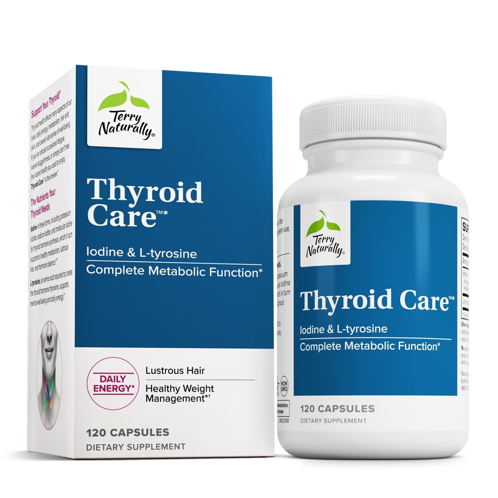 Terry Tentu Thyroid Care - Imune Health & Energy Dukung Formula - Nutonation Suplemen dengan Iodium untuk Kesehatan Thyroid - Suplemen Wellness dengan L- Tyrosine - 120 Capsules