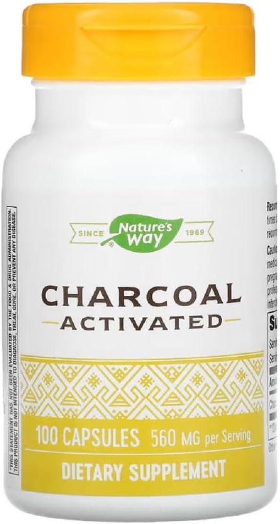 Cara Natures Activated Arang Intestinal Cleanser Capsule, 260 mg - 100 per pack - 3 pak per case.3